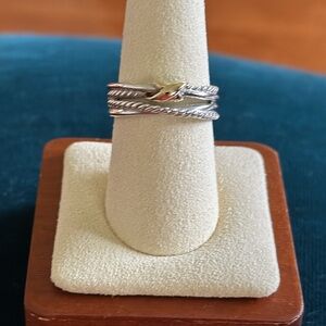 David Yurman silver & 18k gold ring